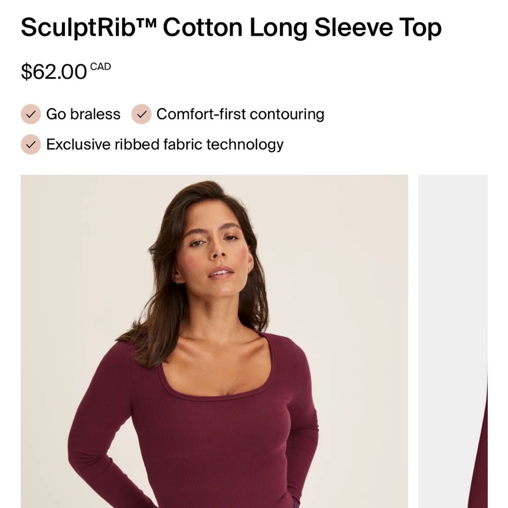 knix SculptRib™ Long Sleeve Top - dark cherry